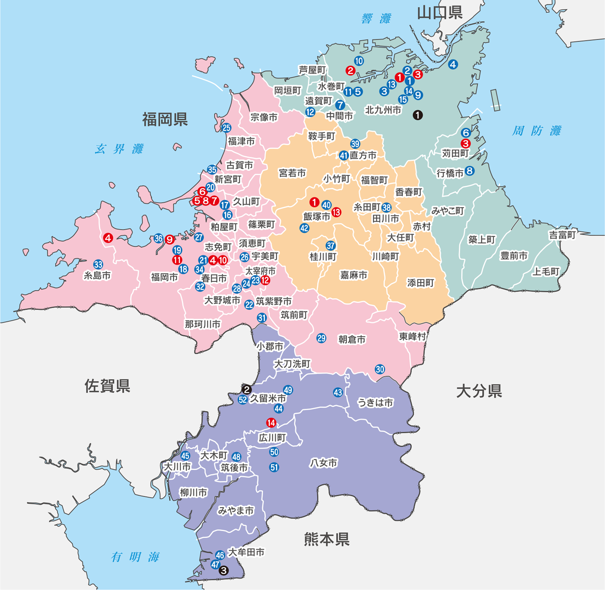 福岡県の理工系大学・短大・高専・高校マップ